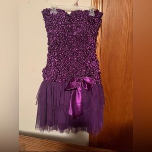 Purple Sequin Strapless Dress with Bow (WORN ONCE BUT LIKE NWOT)